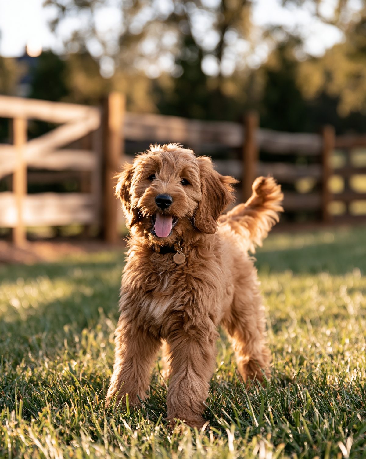 River, a deep red goldendoodle puppy